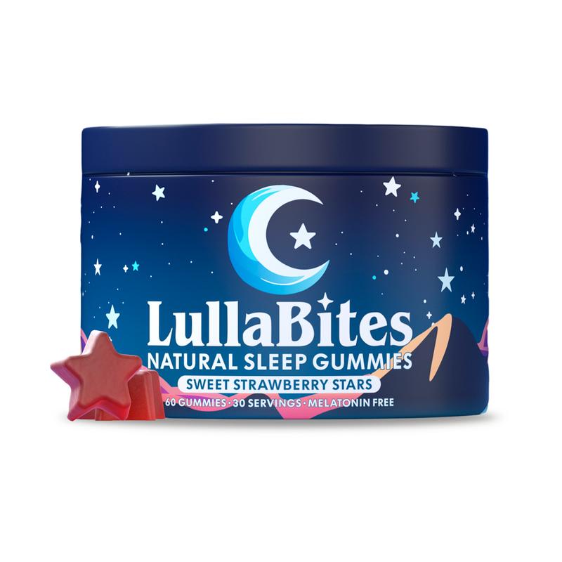 Lullabites Natural Sleep Gummies - 30 Servings -Sweet Strawberry Stars (Melatonin Free)