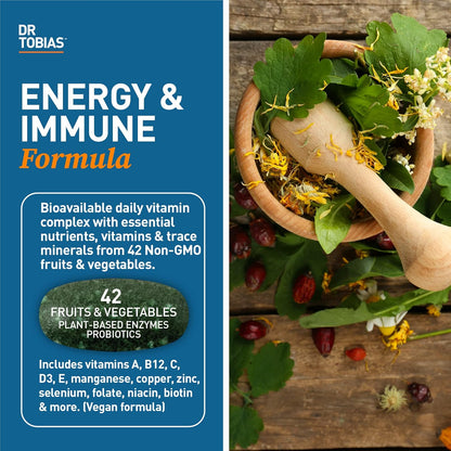 Adult Multivitamin for Women & Men, Immune Supporting Vitamins from 42 Fruits, Vegetables, plus Probiotics, Vegan Multivitamins for Men & Women, Non-Gmo, 90 Tablets, 30 Servings