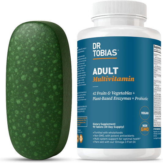 Adult Multivitamin for Women & Men, Immune Supporting Vitamins from 42 Fruits, Vegetables, plus Probiotics, Vegan Multivitamins for Men & Women, Non-Gmo, 90 Tablets, 30 Servings