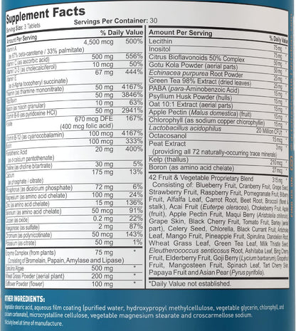 Adult Multivitamin for Women & Men, Immune Supporting Vitamins from 42 Fruits, Vegetables, plus Probiotics, Vegan Multivitamins for Men & Women, Non-Gmo, 90 Tablets, 30 Servings