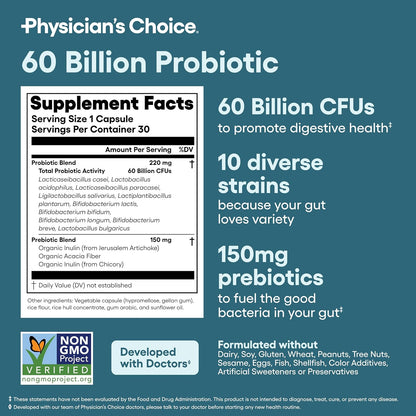 Advanced Gut Health Bundle: 60 Billion Probiotics 30Ct + Digestive Enzymes 60Ct for Digestive, Gut, and Immune Health Supports Occasional Constipation, Diarrhea, Gas, and Bloating